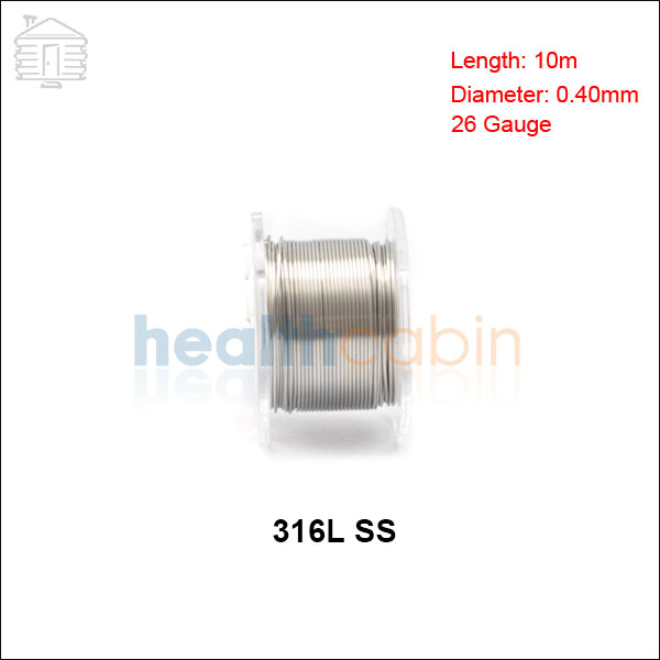 #6 316L SS Heating Resistance Wire 0.40mm/26Ga (10m/Spool)