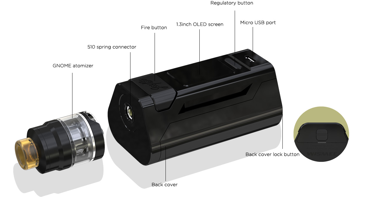 wismec rx2 21700 with gnome atomizer