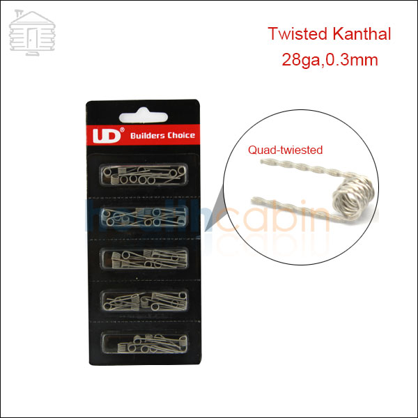 50pc UD Quad Twisted Kanthal Prebuilt Coil (30ga,0.25mm)